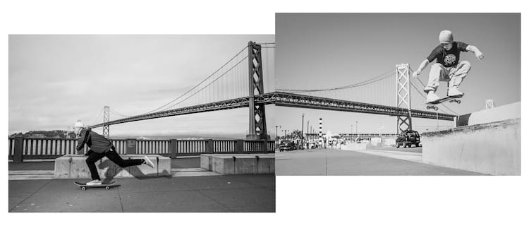 'Til infinity. Collage of Keith skating by the Bay Bridge Photo: Atiba