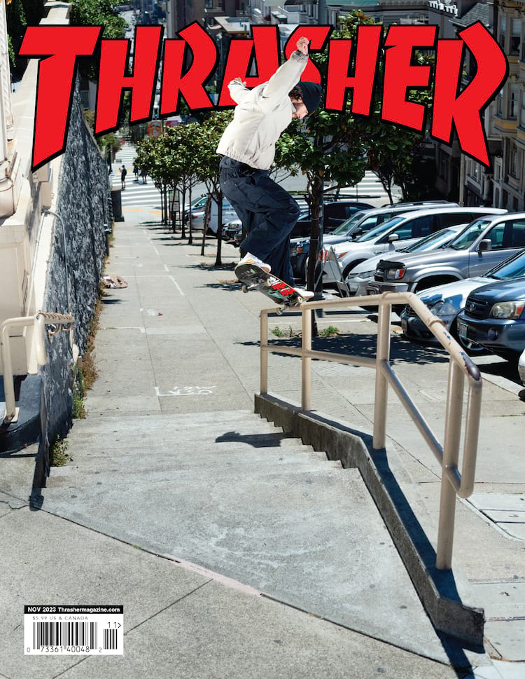 Thrasher Magazine Cover November 2023 Miles Silvas Front Crook Mason Street San Francisco 2000